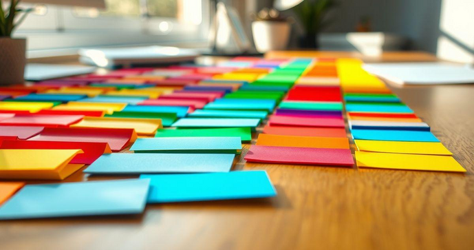Etiquetas adesivas coloridas para organização e criatividade em casa e no trabalho